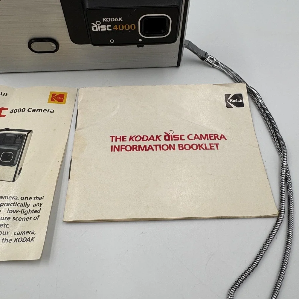 Vintage Kodak Disc 4000 Camera USA Made Disc‎ Film Auto Flash Silver Manuals
